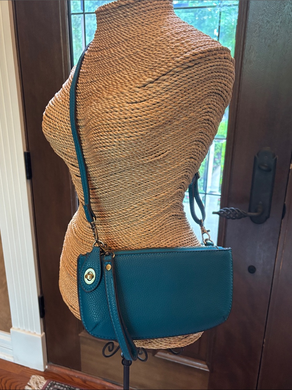 Joy SUSAN Aqua Bluevleather Crossbody purse
